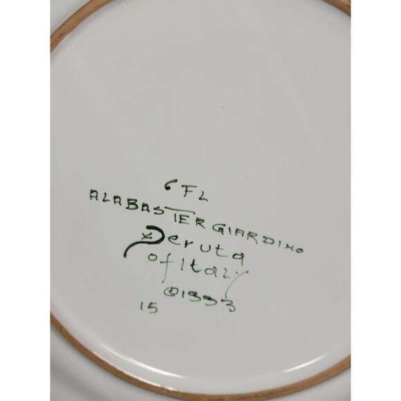 Vintage Alabaster Giardino Deruta Italy Charger Service Plate Topiary - Picture 5 of 5